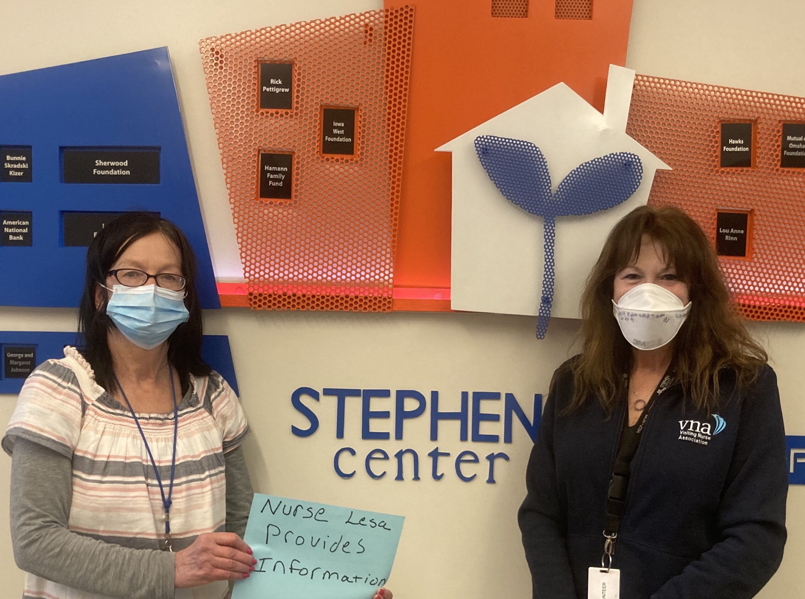 VNA shelter nurse with shelter client at Stephen Center
